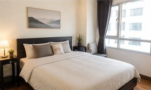 For rent: Sukhumvit Plus, large room (45 sq.m.), fully furnished, ready to move in.