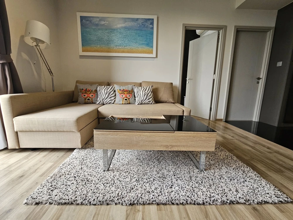 For rent: THE LINE Jatujak, 20th floor, with a high-angle view of Chatuchak Park, complete with furniture and appliances, move in now, don't hesitate.