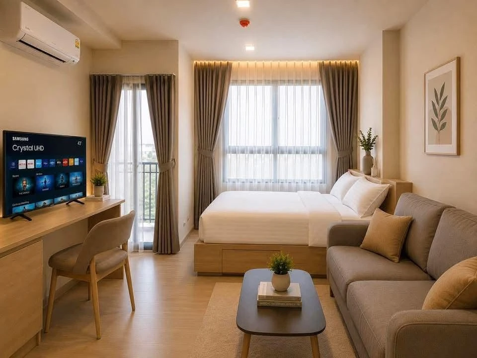 Pet-friendly apartments for rent at The Muve Sukhumvit 107. Pet-friendly design with dedicated pet areas and zones. Book now!