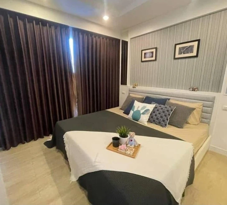 For rent: The Patio Bangsaen, corner room with privacy, fully furnished and equipped with electrical appliances, beautiful sea view, book now.