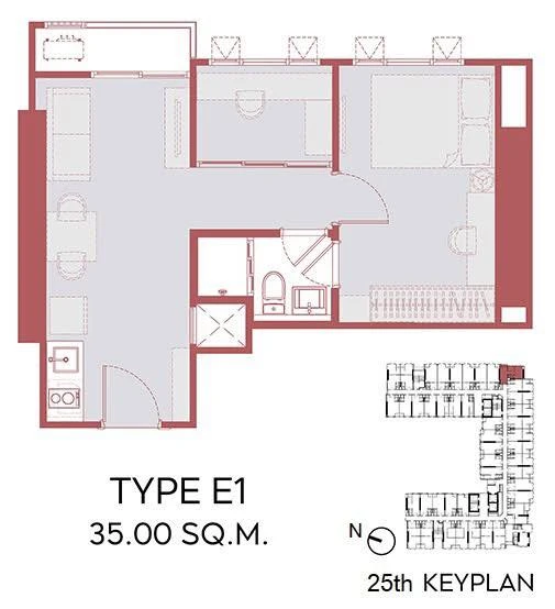 ขายดาวน์ Aspire สุขุมวิท - พระราม 4 ห้อง 1 Bed Plus ขนาด 35 ตร.ม. ชั้น 25 สูงมากๆ รีบจับจองก่อนพลาด
