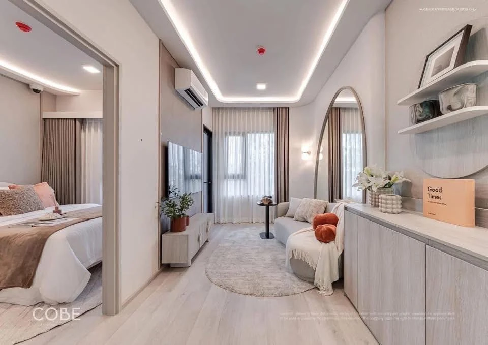ขายดาวน์ COBE Ratchada Rama 9 1 ห้องนอน 1 ห้องน้ำ สิ่งอำนวยความสะดวกครบครัน ส่วนกลางเลิศ จองเลย