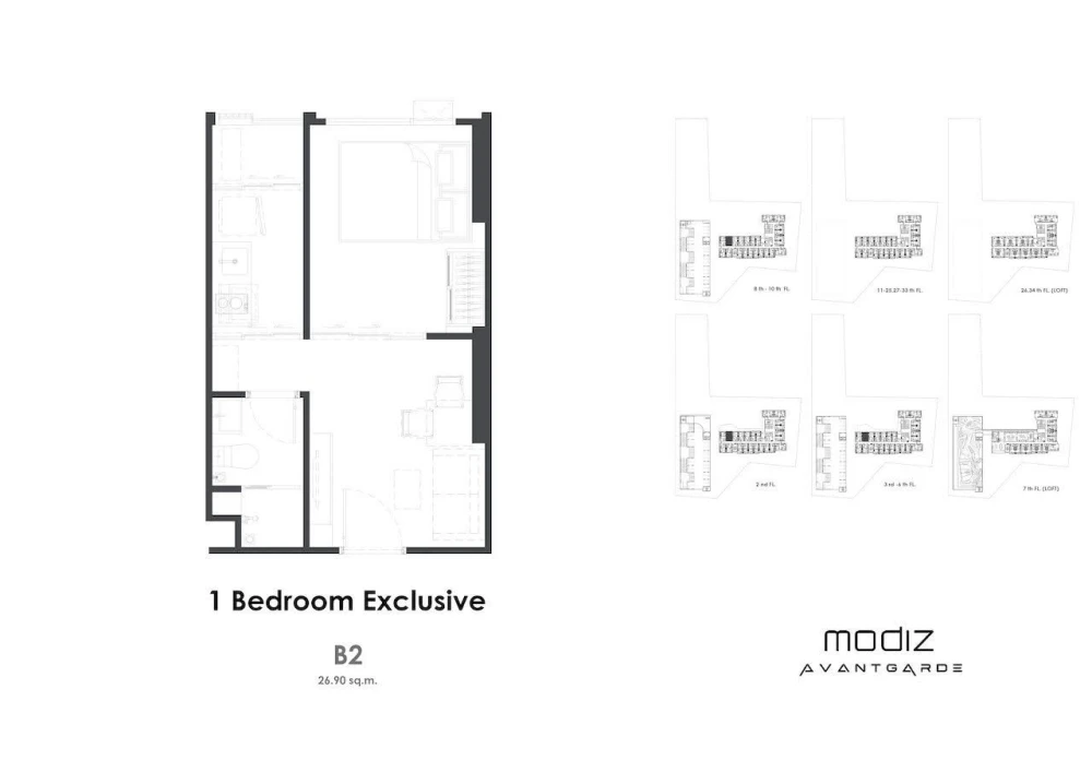 ขายดาวน์ Modiz Avantgarde   ห้อง One Bedroom exclusive ชั้น27 ห้องมุมความเป็นส่วนตัวสูง มาจองเลย