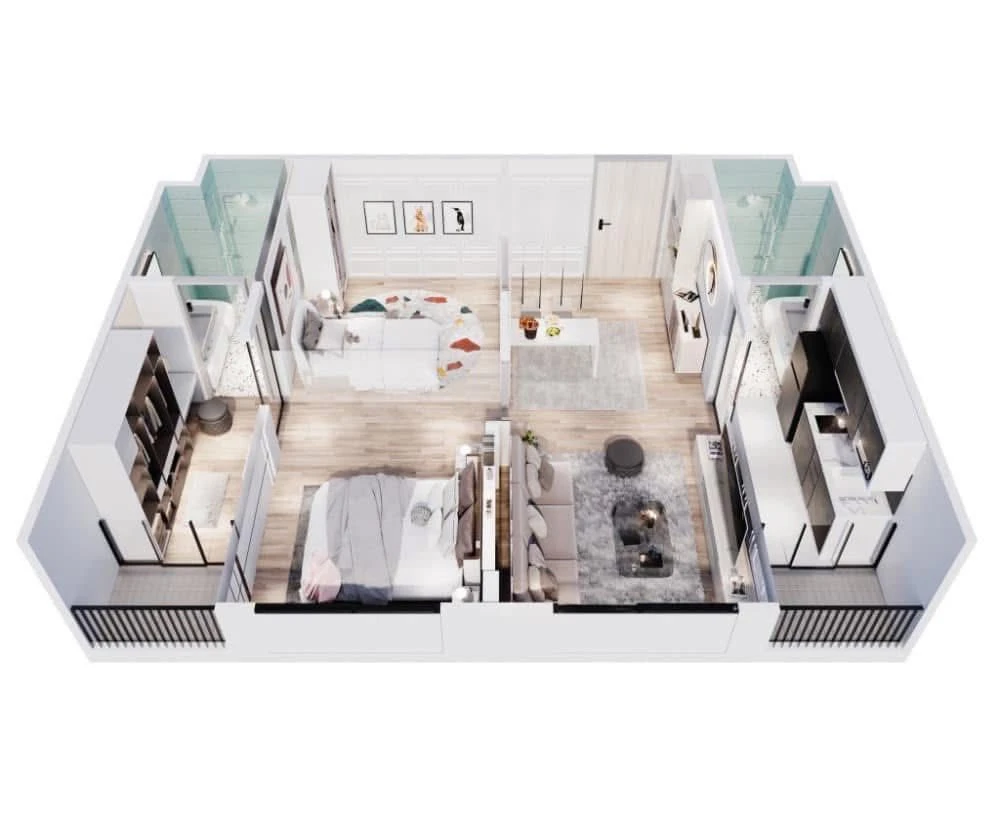 ขายดาวน์ The Origin Bangkae ห้อง 2 bedroom (combined) ห้องเปล่า วิวสระน้ำ คนชอบแต่งห้องห้ามพลาด