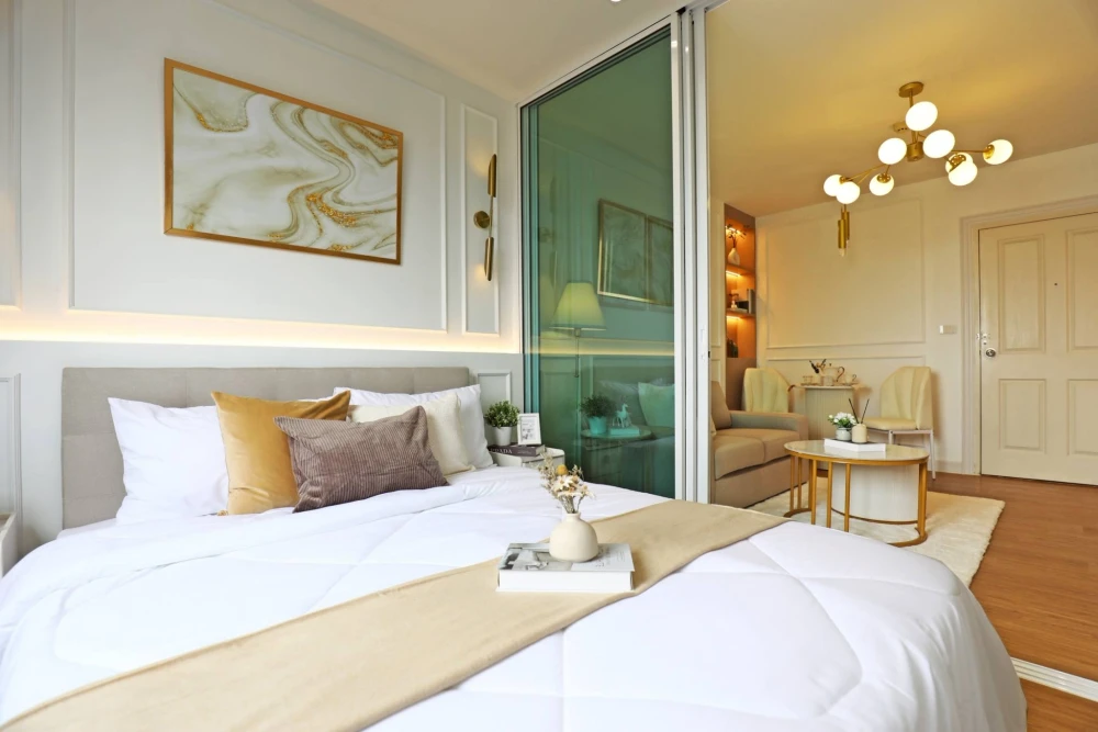 ขาย ดี คอนโด รามอินทรา คอนโดสวยหรูเหมือนอยู่โรงแรม วิวโล่ง มีฉากกั้นห้องนอน กับ ห้องนั่งเล่น สนใจจองเลย