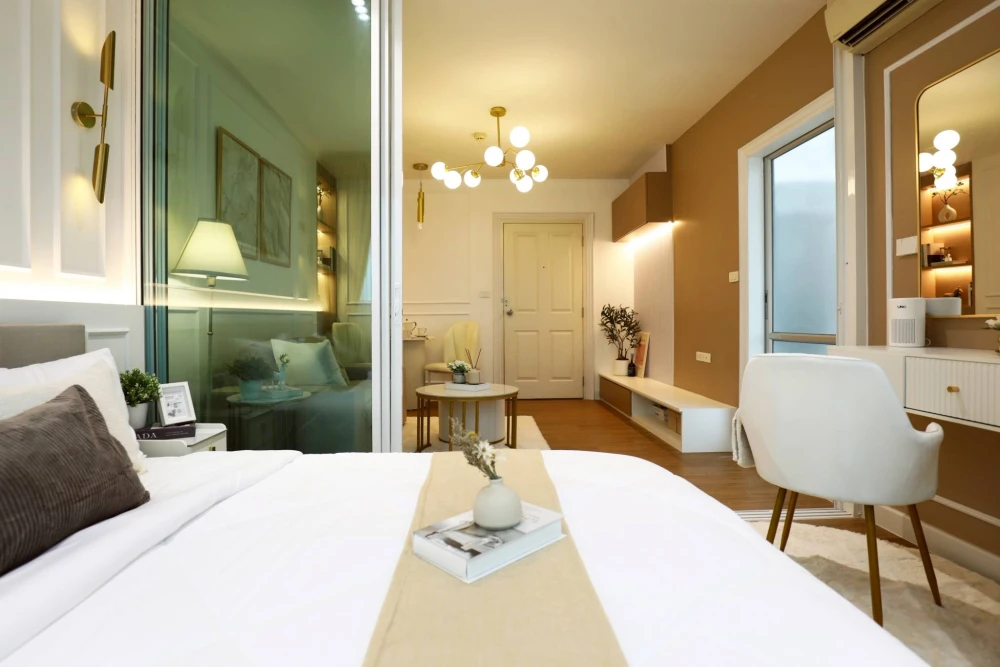 ขาย ดี คอนโด รามอินทรา คอนโดสวยหรูเหมือนอยู่โรงแรม วิวโล่ง มีฉากกั้นห้องนอน กับ ห้องนั่งเล่น สนใจจองเลย