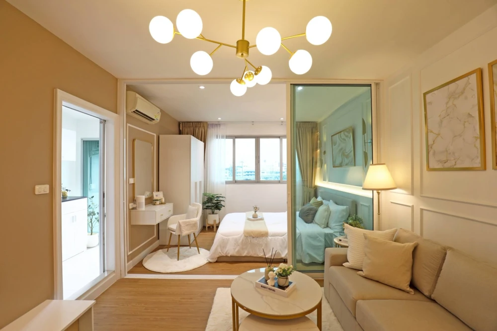 ขาย ดี คอนโด รามอินทรา คอนโดสวยหรูเหมือนอยู่โรงแรม วิวโล่ง มีฉากกั้นห้องนอน กับ ห้องนั่งเล่น สนใจจองเลย