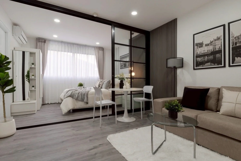 ขาย ลุมพินีเซ็นเตอร์ นวมินทร์ คอนโดแต่งสไตล์โมเดิร์น เฟอร์นิเจอร์ครบ หิ้วกระเป๋าเข้าอยู่ได้ทันที ไม่ต้องเสียเงินแต่งเพิ่ม