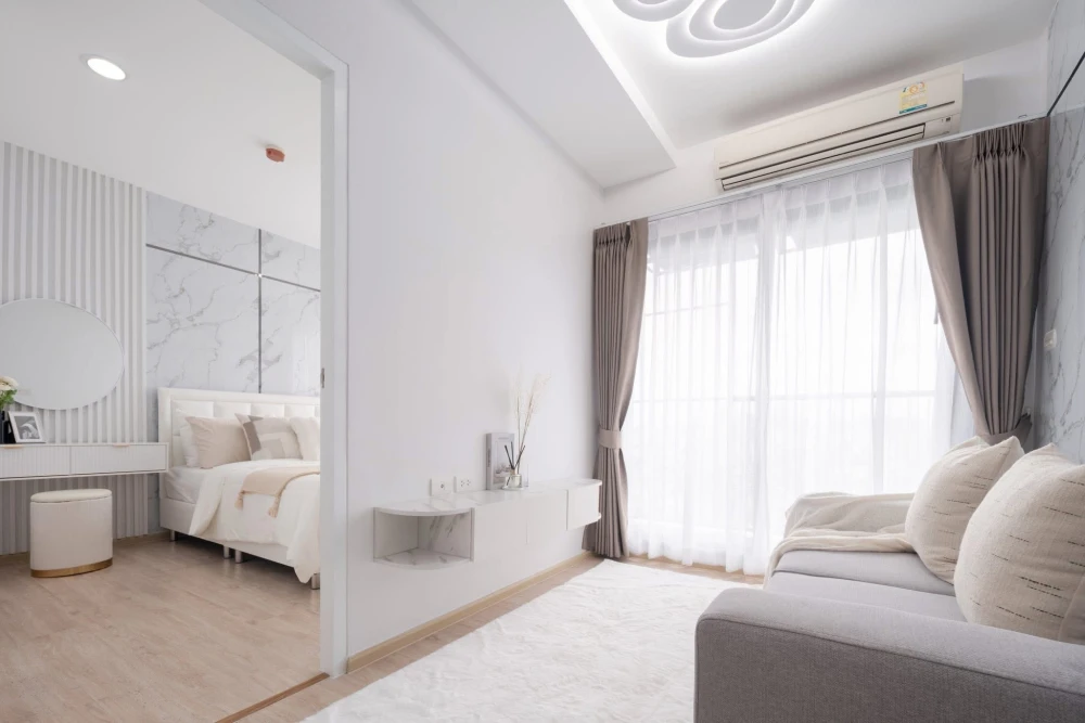 ขาย Fuse Miti Ratchada-Sutthisan 1 ห้องนอน 1 ห้องน้ำ ตกแต่งคุมโทน บิ้วอินผนังหัวเตียงอย่างดี รีบจองเลย