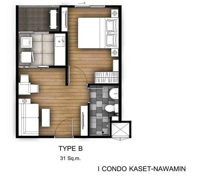 ขาย I CONDO Kaset 1 ห้องนอน 1 ห้องน้ำ ติดวอลเปเปอร์อย่างดี เดินทางสะดวก ทำเลดี ห้ามพลาด