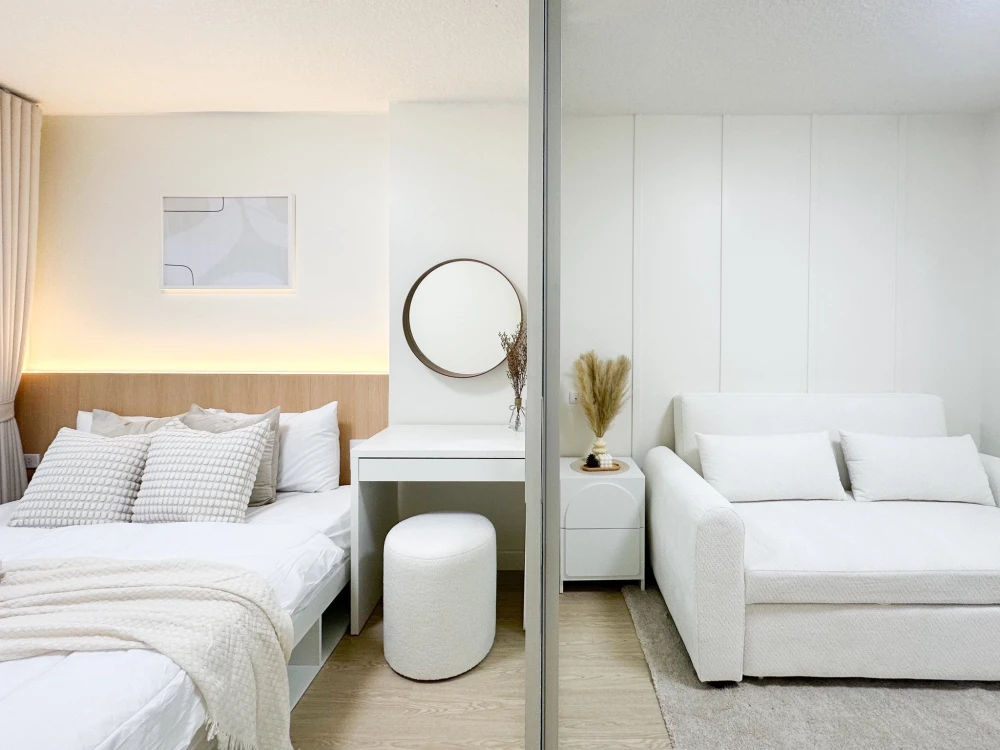 ขาย Lumpini Ville Onnut - Ladkrabang 2 1 ห้องนอน 1 ห้องน้ำ ตกแต่งคุมโทน เฟอร์ครบ จองเลย