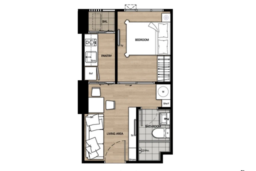 ขาย Notting Hill Leamchabang 1 ห้องนอน 1 ห้องน้ำ เฟอร์ครบครัน มองเห็นวิวเมืองสวยจากชั้นสูง จองเลย