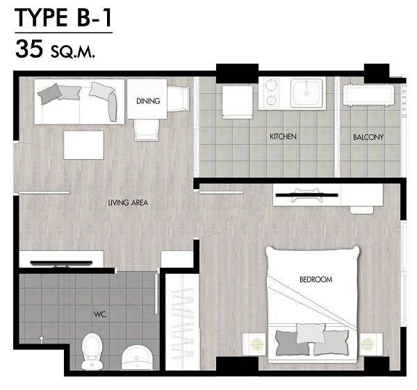 ขาย The Niche id Rama 2 เฟส 2 ชั้น 5 วิวสระน้ำ ภายในห้อง จัดแบ่งพื้นที่ใช้สอยอย่างลงตัว สนใจจองเลย