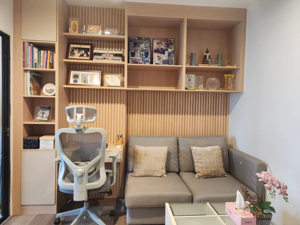 ขาย The Niche Mono Ratchavipha ห้องแต่งครบ Built-in สวย โทนไม้อบอุ่น พร้อมเฟอร์นิเจอร์และของใช้ในห้อง เหมาะสำหรับคนที่อยากซื้อแล้วเข้าอยู่ได้ทันที