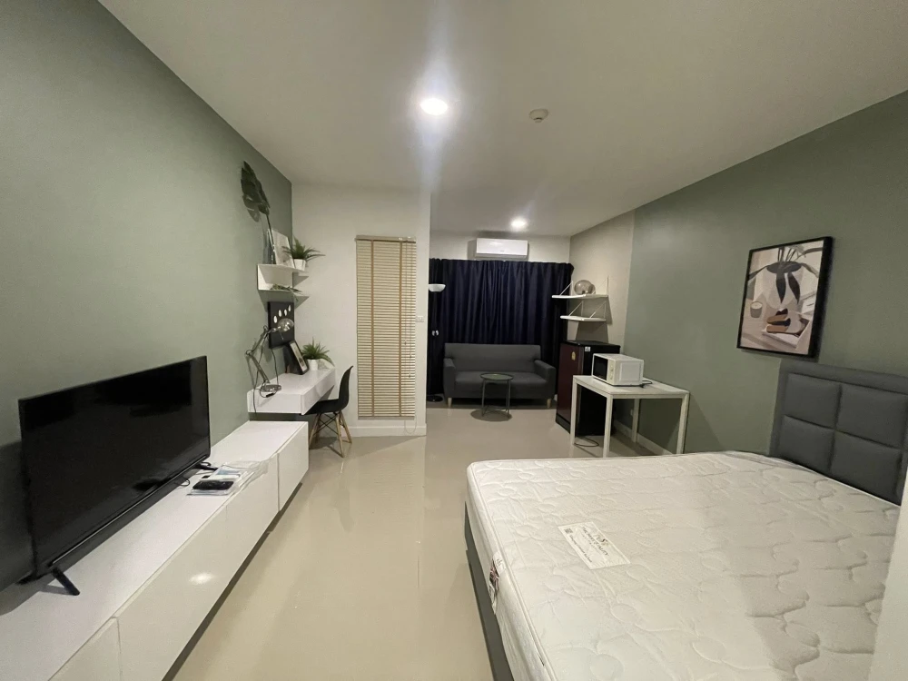 ให้เช่า A Space Sukhumvit 77 ห้องสตูดิโอ ตกแต่งคุมโทน มาพร้อมเฟอร์และเครื่องใช้ไฟฟ้าครบครัน จองด่วน