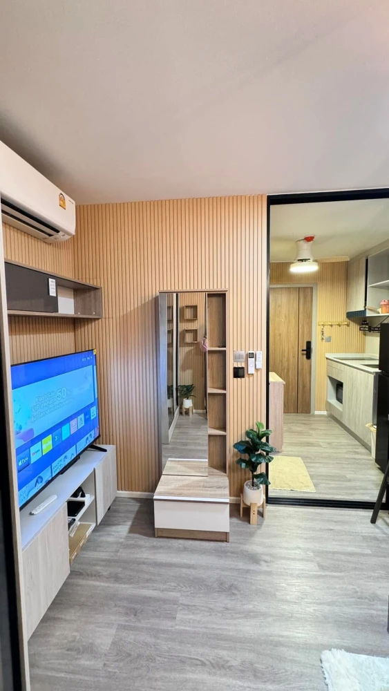 ให้เช่า Atmoz portrait ศรีสมาน ตกแต่งสไตล์มูจิ ห้องตกแต่งพร้อมอยู่ เฟอร์นิเจอร์และอุปกรณ์อำนวยความสะดวกครบครัน