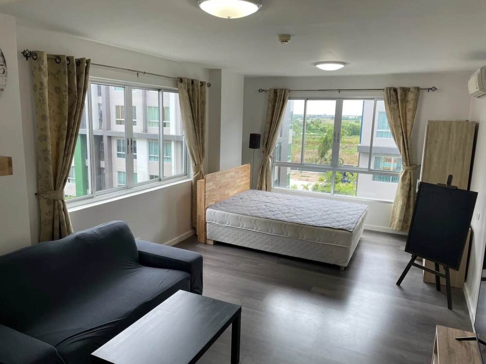 ให้เช่า dcondo Campus Resort Bangna ห้องหัวมุม โปร่ง ลมเข้า แต่งครบพร้อมเข้าอยู่ ยกกระเป๋าเข้าได้เลย ไม่ต้องซื้อเฟอร์ฯ เพิ่ม