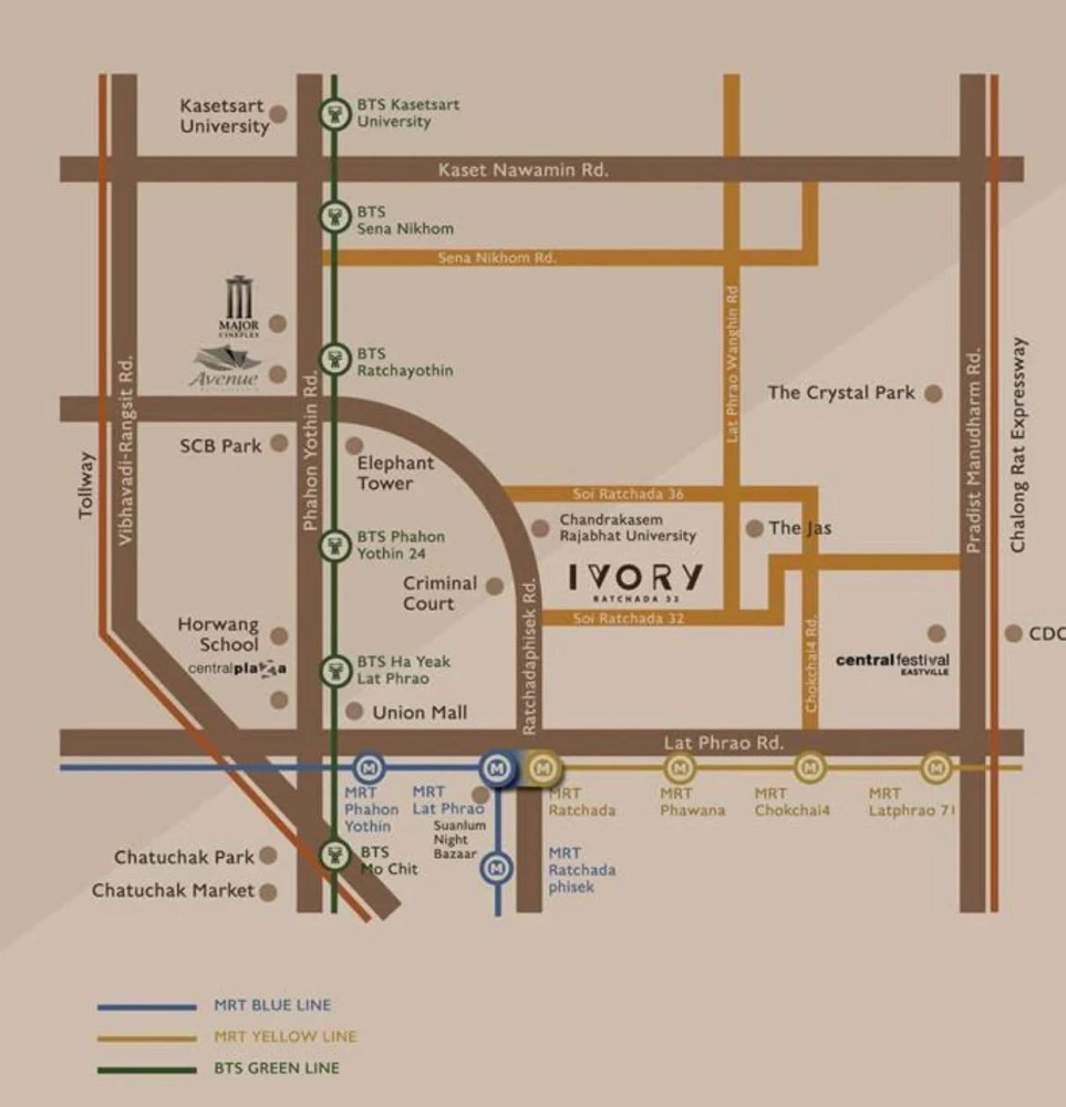ให้เช่า IVORY Ratchada 32 1 ห้องนอน 1 ห้องน้ำ ตกแต่งครบครัน วิวสวย ไม่บล็อค ห้ามพลาด