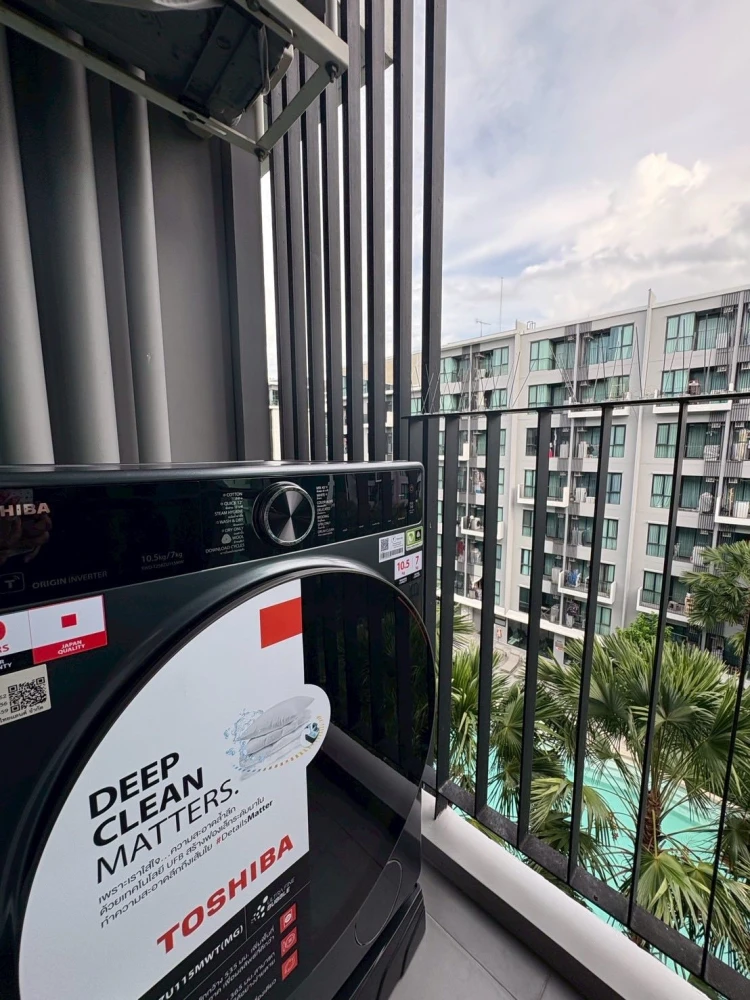 ให้เช่า Kave Town Shift 1 ห้องนอน 1 ห้องน้ำ ตกแต่งคุมโทน มาพร้อมเฟอร์นิเจอร์ครบครัน มองเห็นวิวสระ จองด่วน