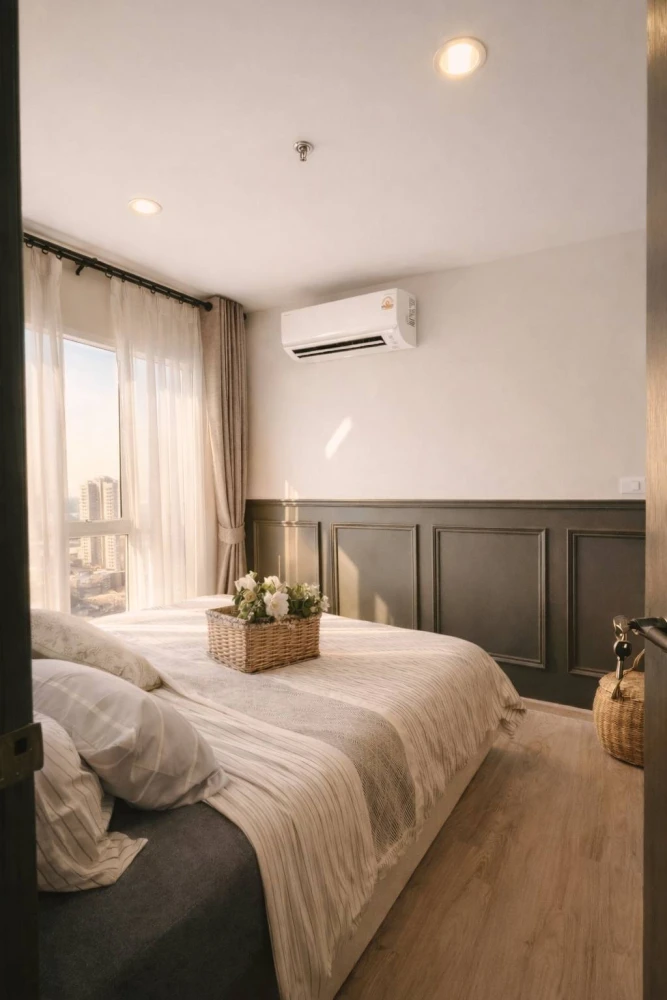 ให้เช่า Regent Home Bangna แบบ 2 ห้องนอน 2 ห้องน้ำ อาคาร A ห้องมุม วิวแม่น้ำเจ้าพระยา ตกแต่งครบ พร้อมเข้าอยู่