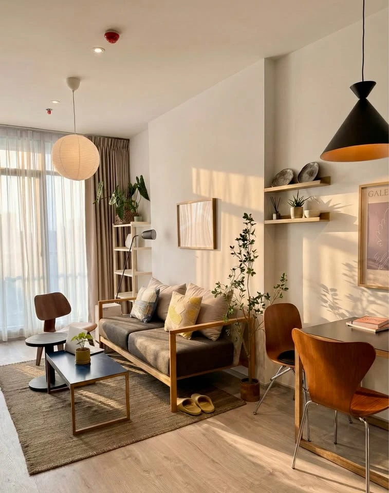 ให้เช่า Rhythm Ekkamai Estate ตกแต่งด้วยคอนเซปต์ Cozy Modern โทนอบอุ่น อยู่สบาย ห้องโปร่ง แสงธรรมชาติเข้าดี เหมาะกับการพักผ่อน