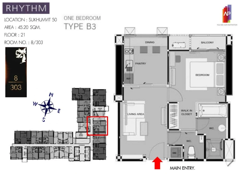 ให้เช่า RHYTHM Sukhumvit 50 ห้องสวย แต่งครบ เฟอร์ฯบิวท์อิน ชั้นสูง วิวเมืองสวย พร้อมเข้าอยู่