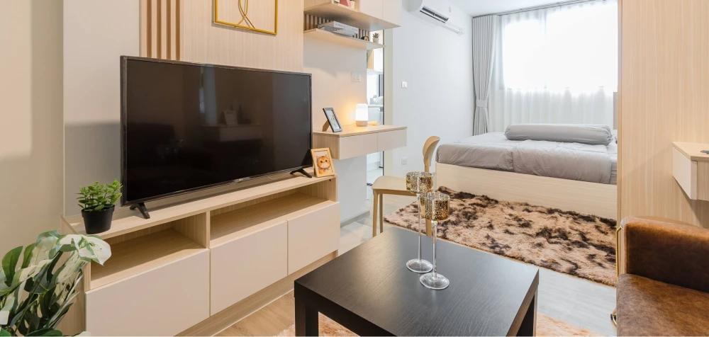 ให้เช่า The Origin Sukhumvit - Praksa ห้องมุมให้ความเป็นส่วนตัว แต่งสวยคุมโทน วิวสวย จองเลย