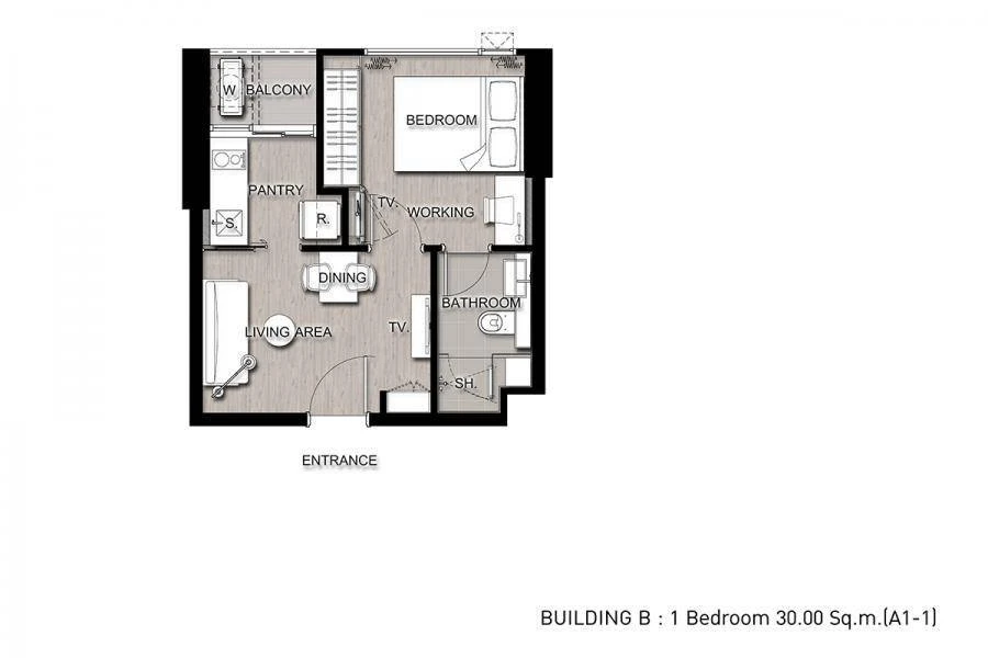 ให้เช่า The Saint Residences 1 ห้องนอน 1 ห้องน้ำ เฟอร์นิเจอร์และเครื่องใช้ไฟฟ้าครบครัน หิ้วกระเป๋าเข้าอยู่ได้เลยจ้า