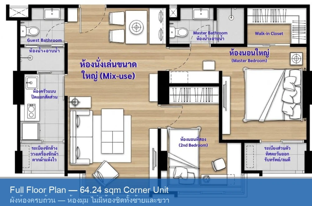 Selling U Delight @ Jatujak Station, a rare corner unit with unobstructed city views, close to BTS and MRT.