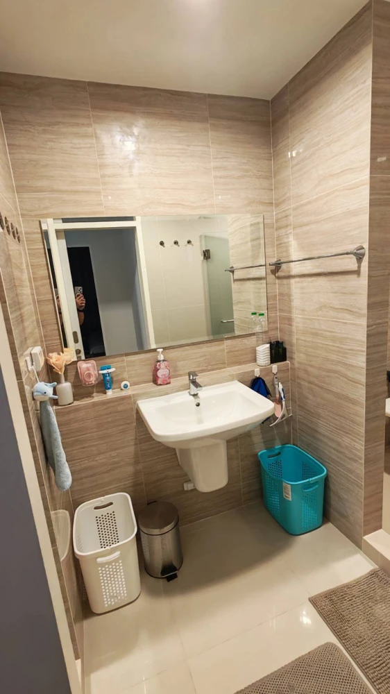✅ Condo Niche Mono Sukhumvit Bearing, beautiful room, view facing towards the three-headed elephant, convenient travel, near BTS Bearing.