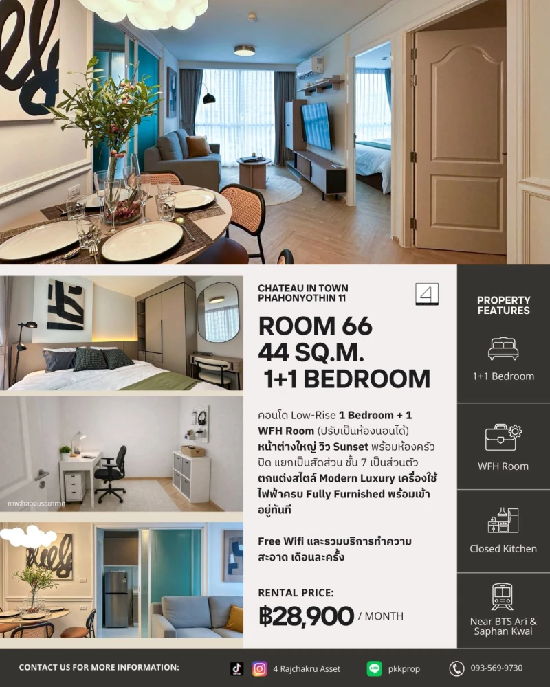 🌟 Available for rent: Chateau In Town Phaholyothin 11, a rare find in a prime Ari location! 🏡🌆