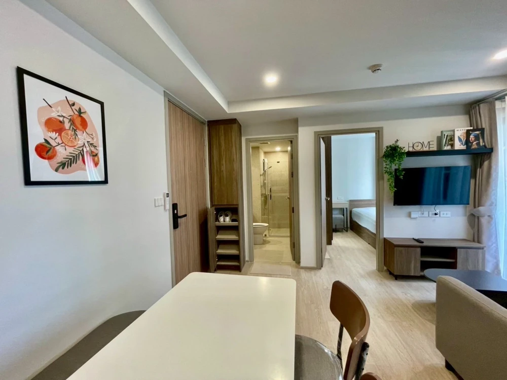 For rent condo Nue Core Khu Khot Station, quiet corner room, private, complete here, hurry and move in.