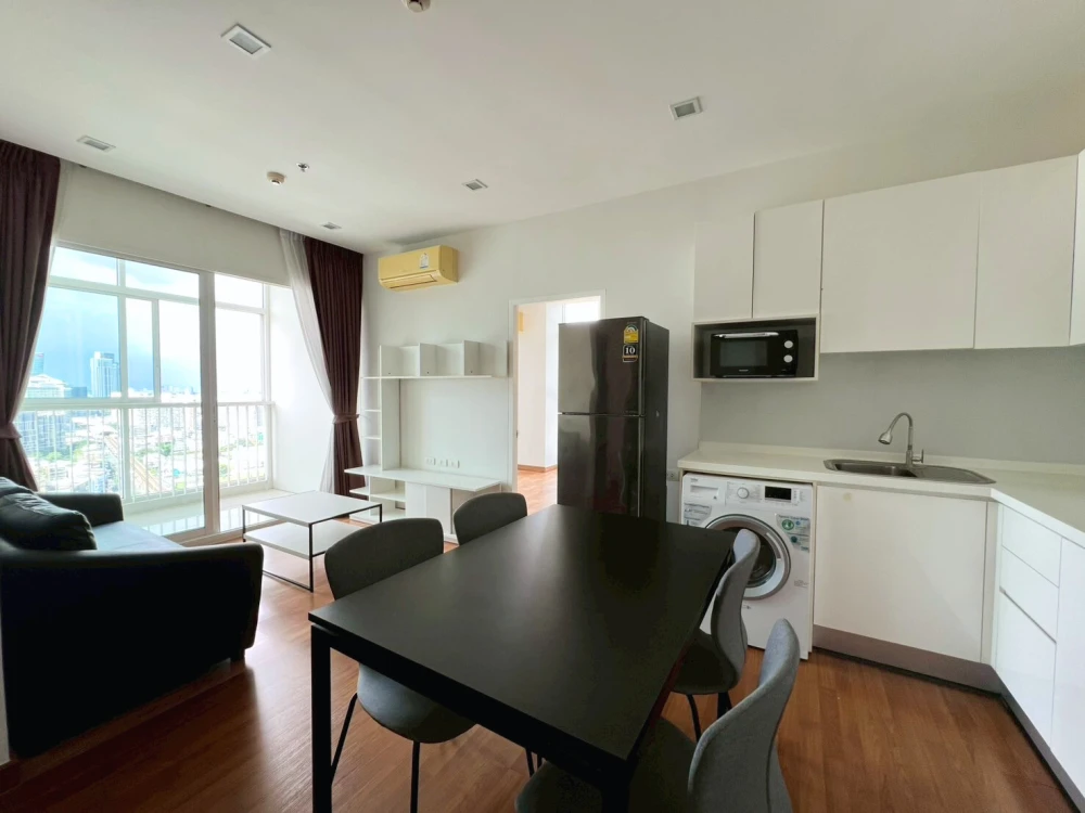 For rent condo The Coast Bangkok 2 bedrooms, 2 bathrooms, high floor, beautiful city view, complete here, book now, don't miss out.