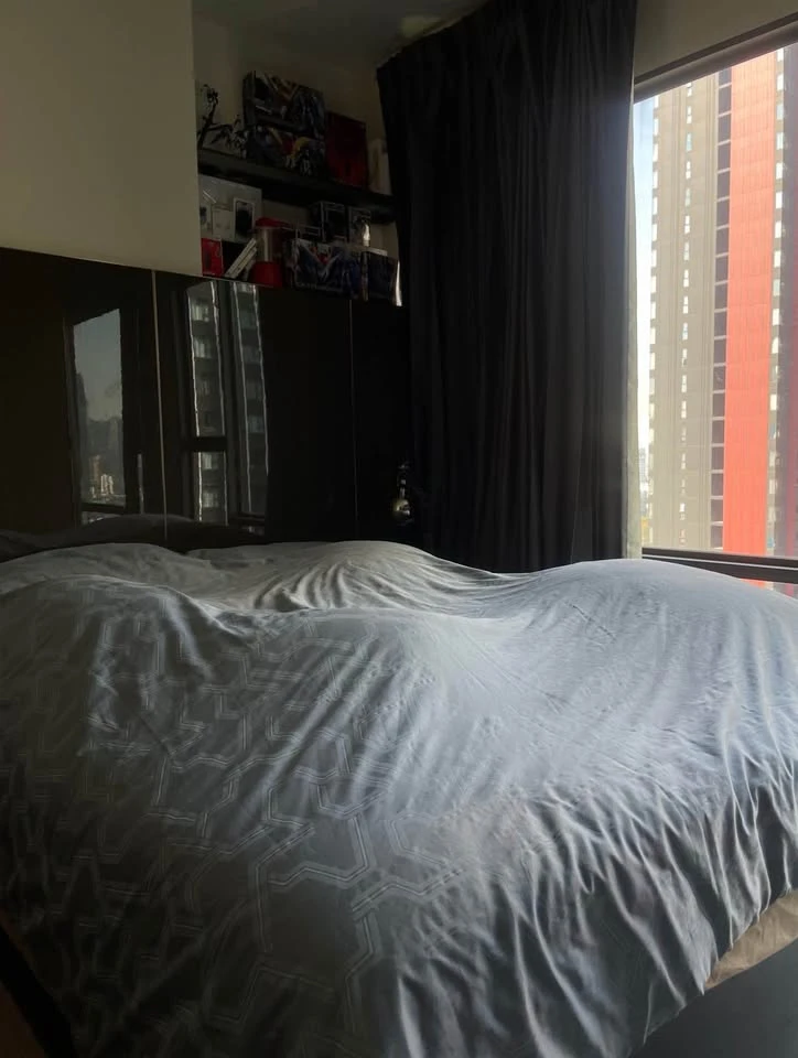 For rent Rhythm Asoke, 20th floor, corner room, fully furnished, furniture, electrical appliances, well built-in, book now