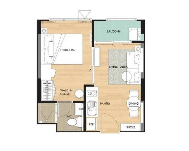 For sale: Aspire Ngamwongwan, 4th floor, corner room, with good wallpaper, fully decorated, don't miss out.