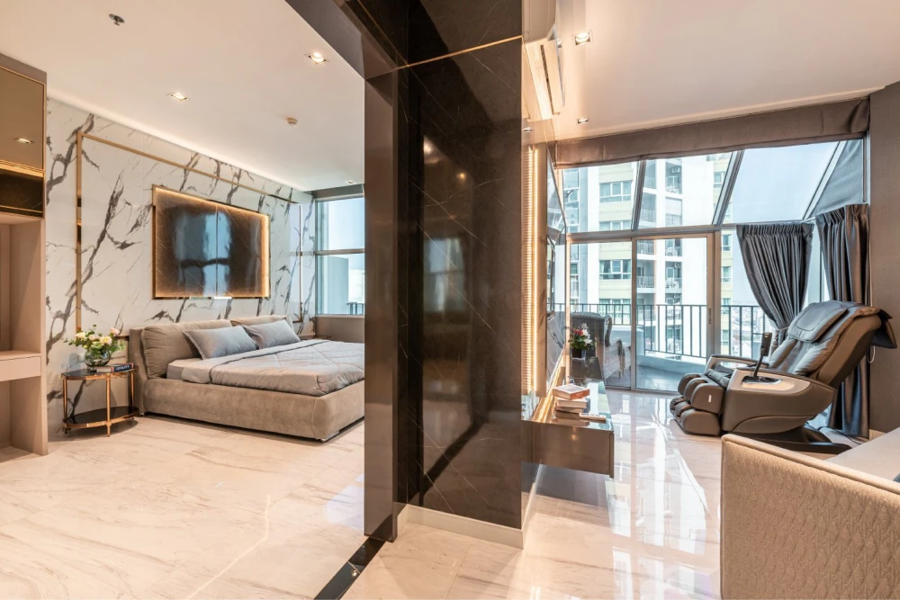 Belle Grand Rama 9 LUXURY PENTHOUSE for sale, high floor, wide city view, high-end decoration, ready to move in.
