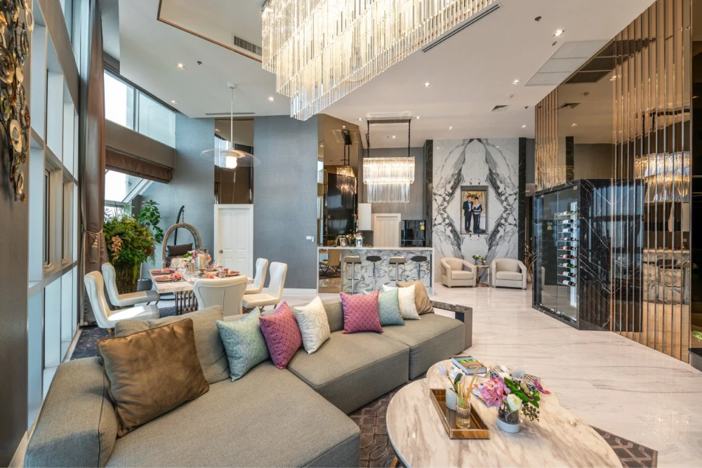 Belle Grand Rama 9 LUXURY PENTHOUSE for sale, high floor, wide city view, high-end decoration, ready to move in.