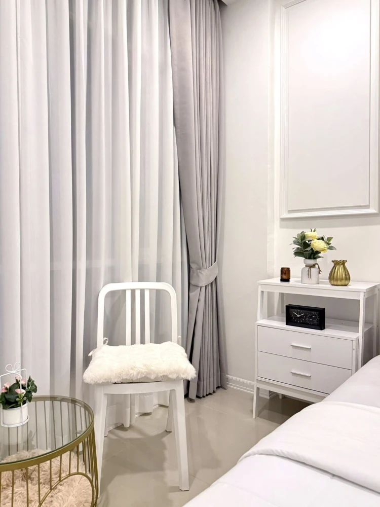 CC Condominium 1 for sale. Fully furnished with built-in furniture and appliances. Clean white decor, very comfortable and inviting.
