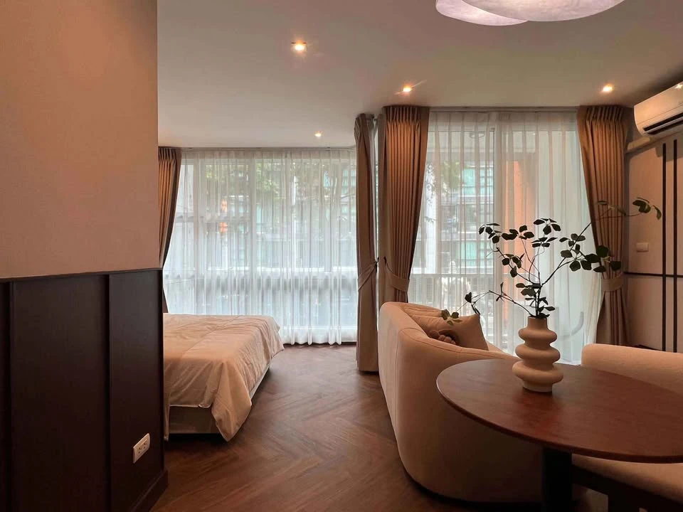For Sale: D65 Condominium unit featuring a "Japandi Warm" style—a sophisticated blend of walnut wood, cream, and black tones that feels both cozy and