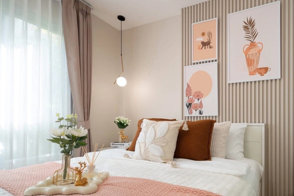 For sale: Den Vibhavadi, north-facing balcony, cool and comfortable, not hot, fully furnished, extremely beautiful, don't miss out!