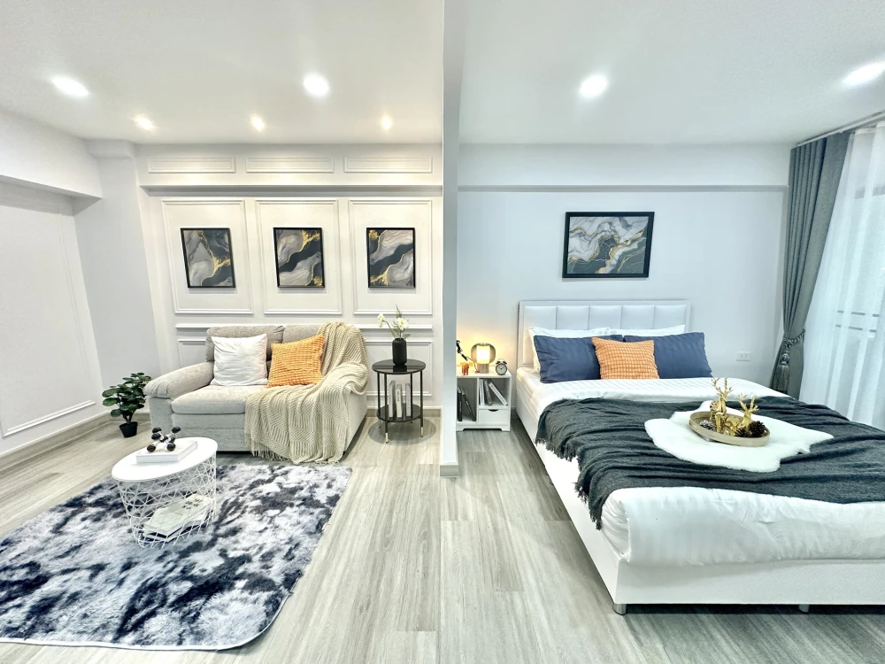 Grand Park Town for sale, beautifully decorated room in white-gray tones, using premium paint, can be wiped clean, SPC floor, waterproof, termite-proo images