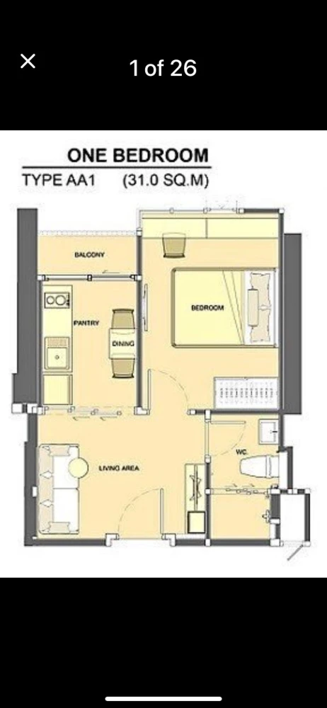 Selling Life Ratchadapisek 1 bedroom, 1 bathroom unit. Fully furnished with appliances. Such a great deal, book now!