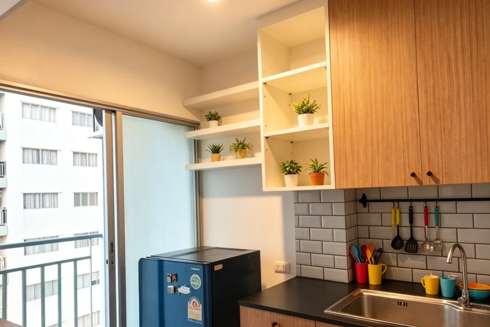Selling a lovely unit at Lumpini Mega City Bangna. Features include high-quality wallpaper and complete amenities. Book now!