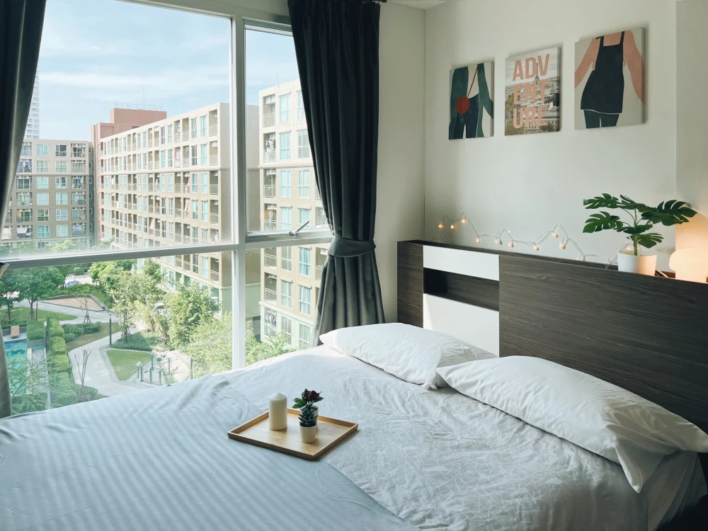 For sale: Lumpini Place Bangna Km.3, a nice room on the 6th floor, comes with complete furniture and appliances. Reserve now!