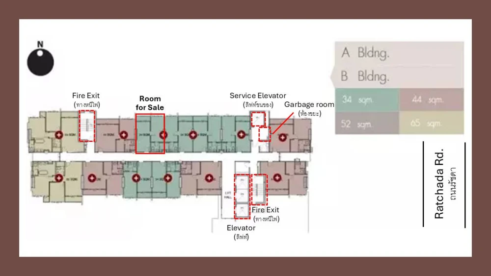 Quinn Ratchada 17 for sale, balcony facing out, open view, no buildings blocking, room does not face the main road, so there is no traffic noise, rese
