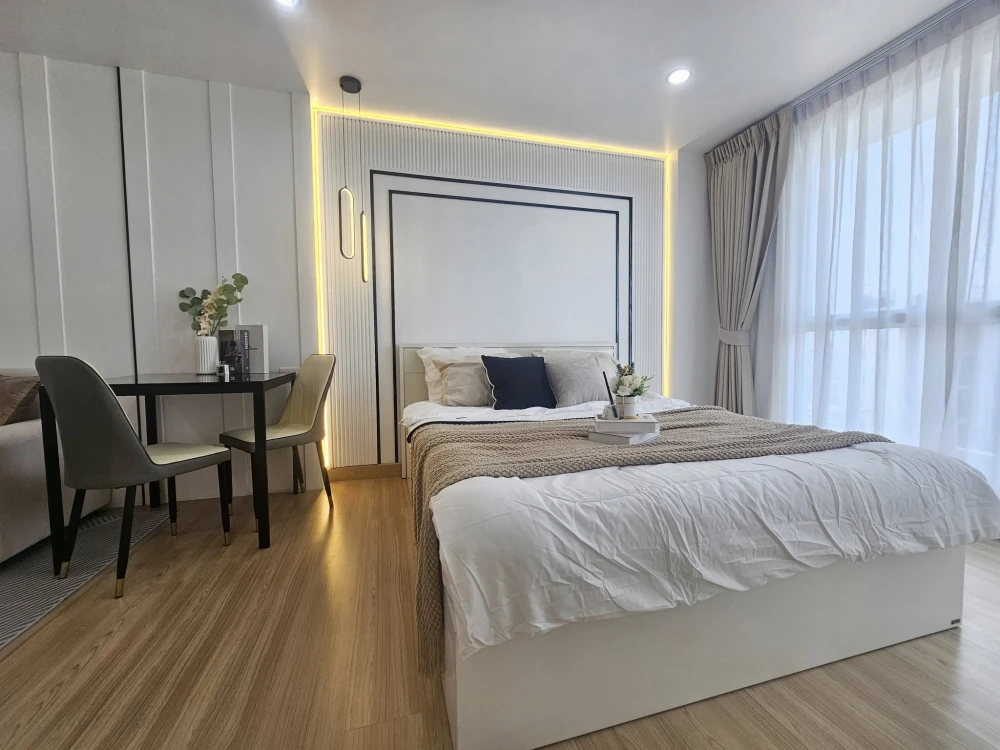 For sale: The Niche ID Ladprao 130, beautifully decorated room, bright and comfortable tones, so inviting. If you miss out, you'll regret it.