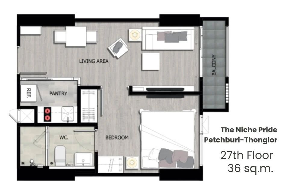 ขาย The Niche Pride Thonglor-Phetchaburi ติดเพื่อนบ้านด้านเดียว ชั้นสูง วิวดี ไม่ติดตึกสูง หิ้วกระเป๋ามาแต่ตัว อยู่ได้เลย