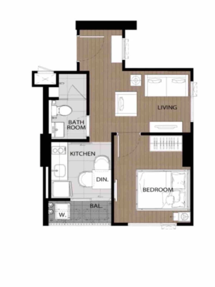 Selling The Tree Pattanakarn - Ekkamai, 7th floor, garden view, corner unit, bedroom wall not shared with any other unit, fully furnished with built-i