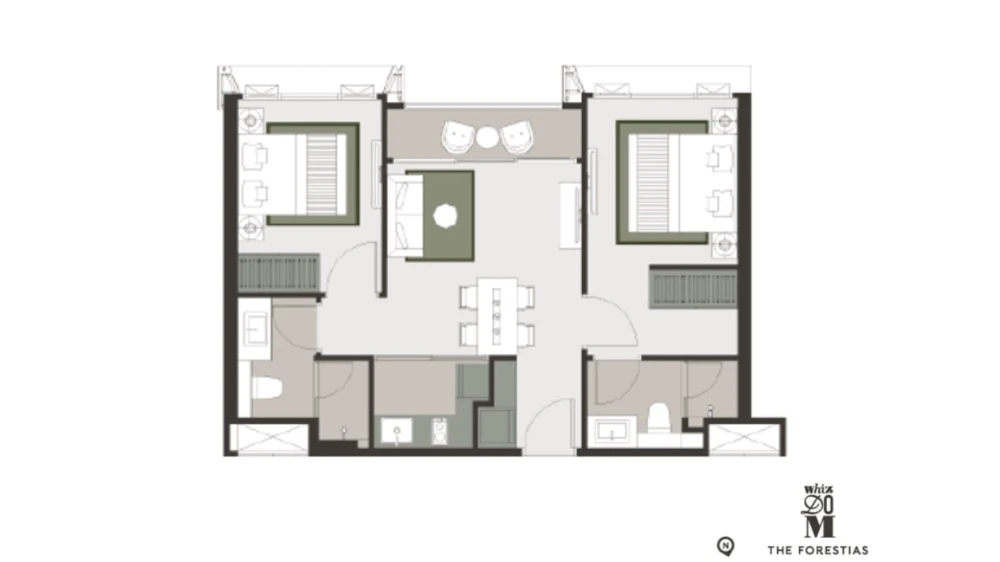 Whizdom the Forestias for sale, Destinia Building, 42nd floor, forest park view, fully furnished and equipped with appliances, ready to move in.