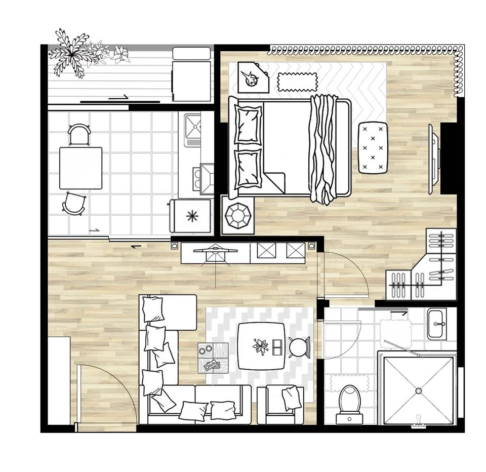 Condo for sale L-Style L-Style Condo 1 bedroom 1 bathroom Quiet, fully furnished, fully furnished, book now.